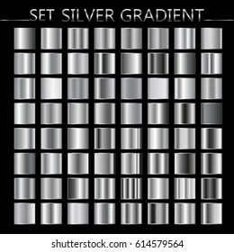 Set of silver gradients.Metallic squares collection,Vector illustration.