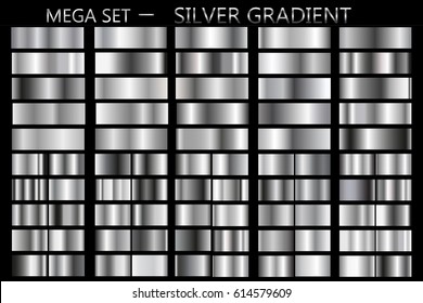 Set silver gradients Metallic squares collection Vector illustration 
