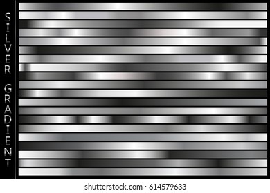 Set of silver gradients.Metallic squares collection,Vector illustration.