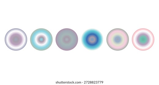 Set of silver holographic sticker with gradient effect, for label, badge, or sale stamp, foil hologram. Vector illustration isolated on transparent background