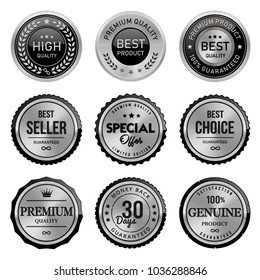 Set Silver Labels And Badges Of Seal Quality Stock Vector Illustration