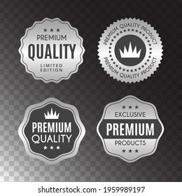 Set Silver labels and badges of seal quality stock vector. Eps 10 vector illustration.