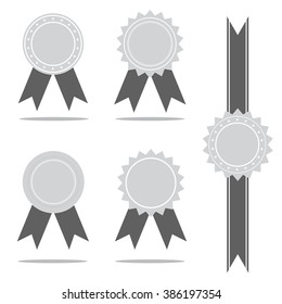 Set of silver medal on a ribbon.