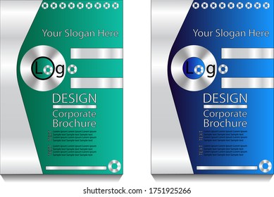 Set of silver metallic brochure, annual report, flyer design templates in A4 size. Vector illustrations for business presentation, business paper, corporate document cover and layout template designs.