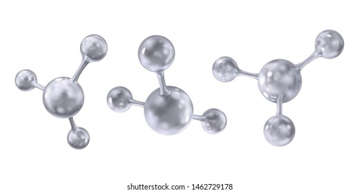 Set of silver molecules. Vector 3d illustration.