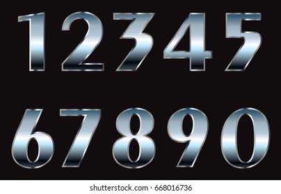 Set of silver numbers.Vector metal numbers.
