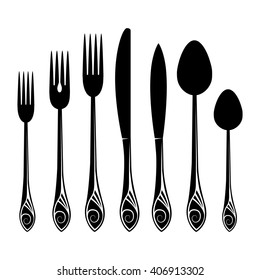 set of silver plate on white background