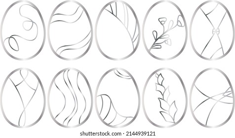 Set of silver stickers for Easter eggs