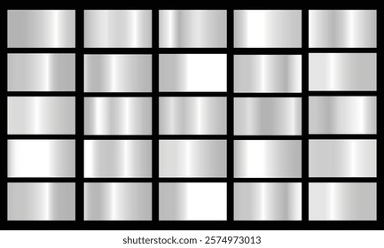 Set of silver texture background Silver background texture Steel metal background templates Metal gradient collection Vector illustration