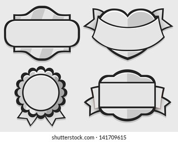 Set of silver vector retro badges. Eps 10. Vector illustration