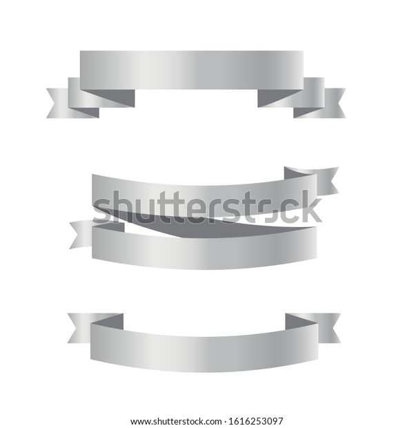 Set Silver Vector Ribbon Banners Stock Vector (Royalty Free) 1616253097 ...