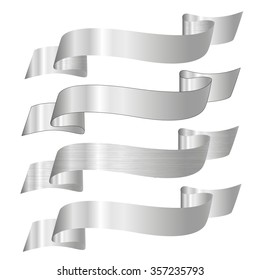 set of silver vector ribbons for your text 