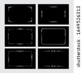 Set of silver vintage borders in silent film style isolated on black backgrounds. Vector retro design elements