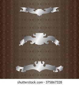 Set of Silver vintage ribbons. Silver label.