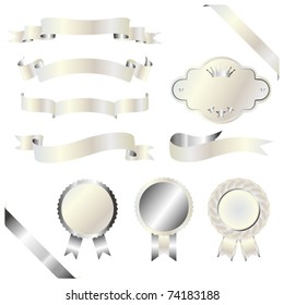 set of silver and white emblem
