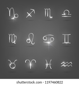 Set of silver zodiac signs