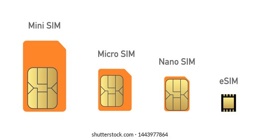 set sim card evolution to esim vector illustration