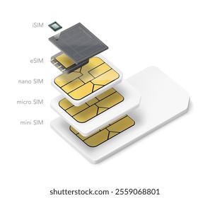 Set of SIM cards mockups. Realistic vector illustration isolated on white background. Can be use for template your design, presentation, promo, ad. EPS10.