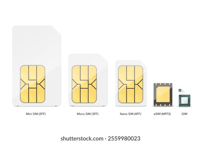 Set of SIM cards mockups. Realistic vector illustration isolated on white background. Can be use for template your design, presentation, promo, ad. EPS10.