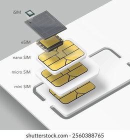 Set of SIM cards mockups. Realistic vector illustration isolated on grey background. Can be use for template your design, presentation, promo, ad. EPS10.