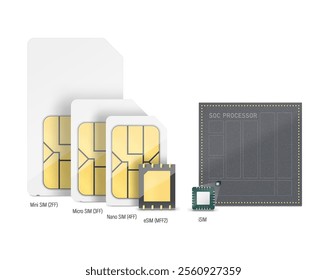 Set of SIM cards mockups. Realistic vector illustration isolated on white background. Can be use for template your design, presentation, promo, ad. EPS10.	