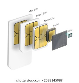 Set of SIM cards mockups. Realistic vector illustration isolated on white background. Can be use for template your design, presentation, promo, ad. EPS10.	