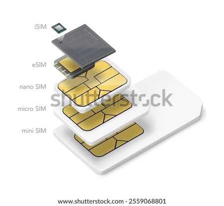 Set of SIM cards mockups. Realistic vector illustration isolated on white background. Can be use for template your design, presentation, promo, ad. EPS10.