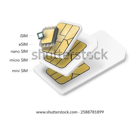 Set of SIM cards mockups. Realistic vector illustration isolated on white background. Can be use for template your design, presentation, promo, ad. EPS10.	