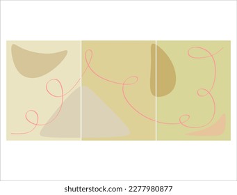 Set von einfachen abstrakten Hintergründen in pastellfarbenen Boho-Farben. Handgezeichnete abstrakte doodle flüssige Formen. Moderne, trendige Vektorgrafiken in Social Media-Vorlagen. Business Beauty-Vorlage einzeln auf Weiß.