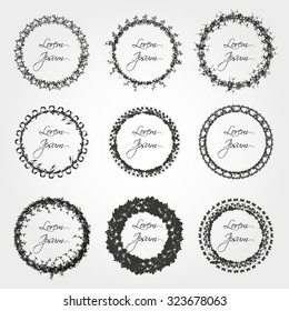 set of simple abstract floral circle border decorations eps10
