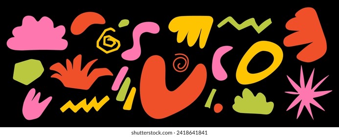Conjunto de formas abstractas de forma libre simples. Elementos de diseño Doodle.