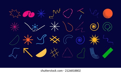 Set of simple abstract linear vector shapes and lines