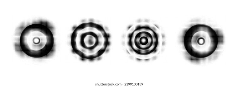 Set of simple Abstract round circle shape halftones dot texture, Vector illustration.