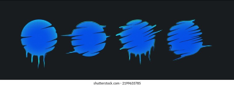 Set of simple Abstract round circle liquid halftones dot texture, Vector illustration.