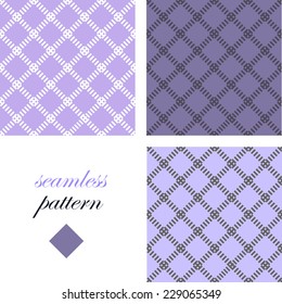 Set of simple abstract seamless purple pattern with diamonds from strokes
