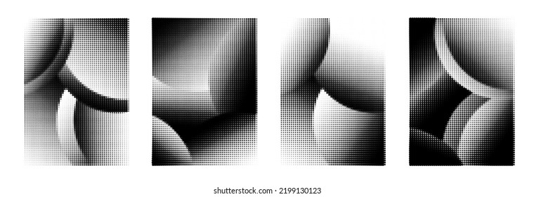 Set of simple Abstract shape halftones dot texture, Vector illustration.