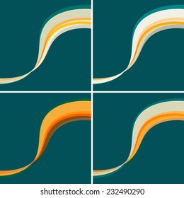 Set Of Simple Abstract Waves On A Sherpa Blue Background. Vector