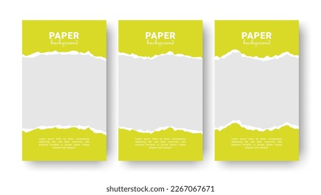 Set of Simple Abstract Yellow Gold Paper Ripped Background isolated on White Background for Flyer, Banner, Feed, etc. High Quality Vector Illustration