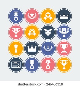 Set of simple achievement icons for web design, sites, applications, stickers and games