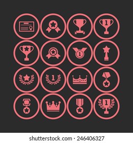 Set of simple achievement icons for web design, sites, applications, stickers and games