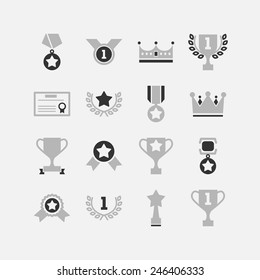 Set of simple achievement icons for web design, sites, applications, stickers and games