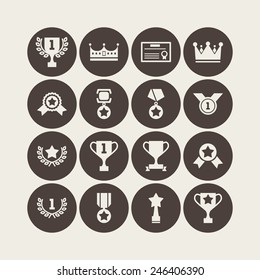 Set of simple achievement icons for web design, sites, applications, stickers and games