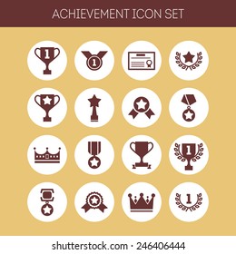 Set of simple achievement icons for web design, sites, applications, stickers and games