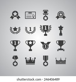 Set of simple achievement icons for web design, sites, applications, stickers and games
