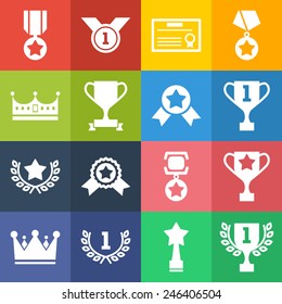 Set of simple achievement icons for web design, sites, applications, stickers and games