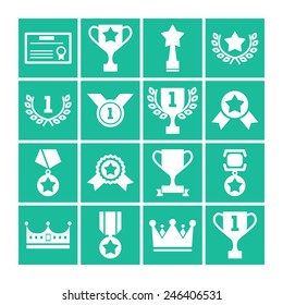 Set of simple achievement icons for web design, sites, applications, stickers and games