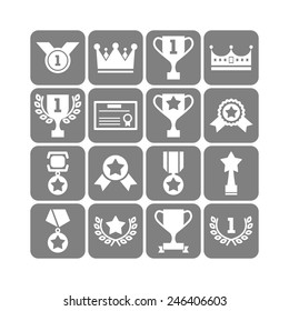 Set of simple achievement icons for web design, sites, applications, stickers and games