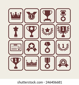 Set of simple achievement icons for web design, sites, applications, stickers and games