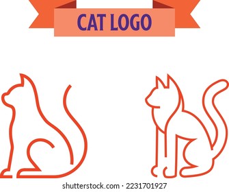Set of simple and adorable Orange Tabby cat illustrations outlined
for your logo