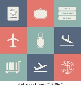 Set of simple airport icons for your design